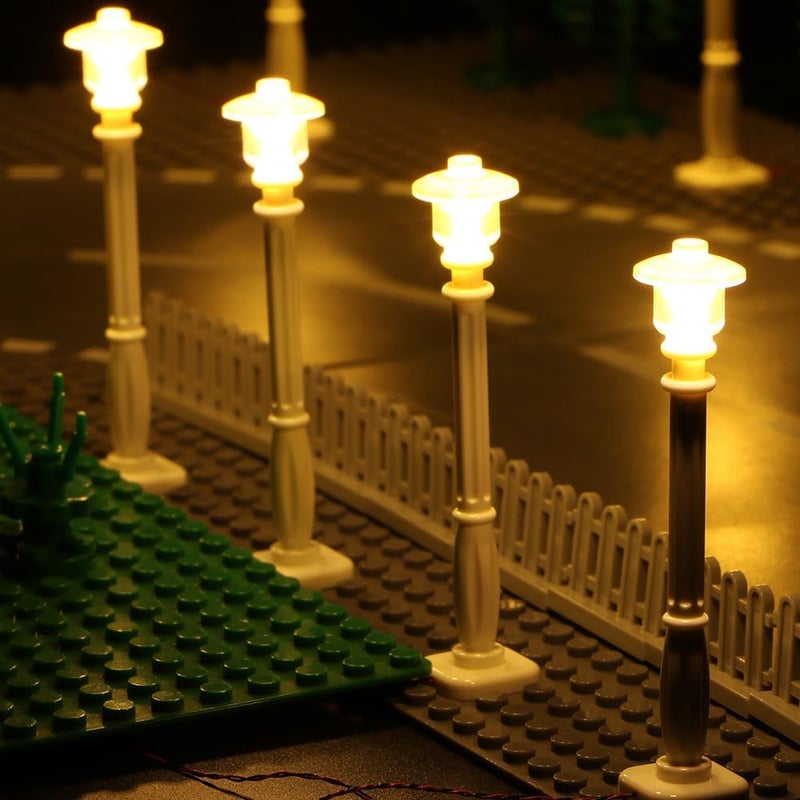 TEDDOO Store 15 City Street Light DIY LED Lighting Kit (10 in 1 USB Power Supply) Small Particle Building Block Lamp Compatible with Lego Building Blocks 2039 11062 (White Column Warm White Light) - Image 1